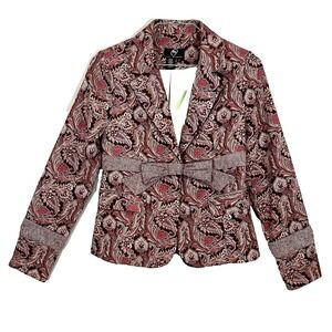 True Meaning Blazer Burgundy Pink Paisley‎ Women's Size 6